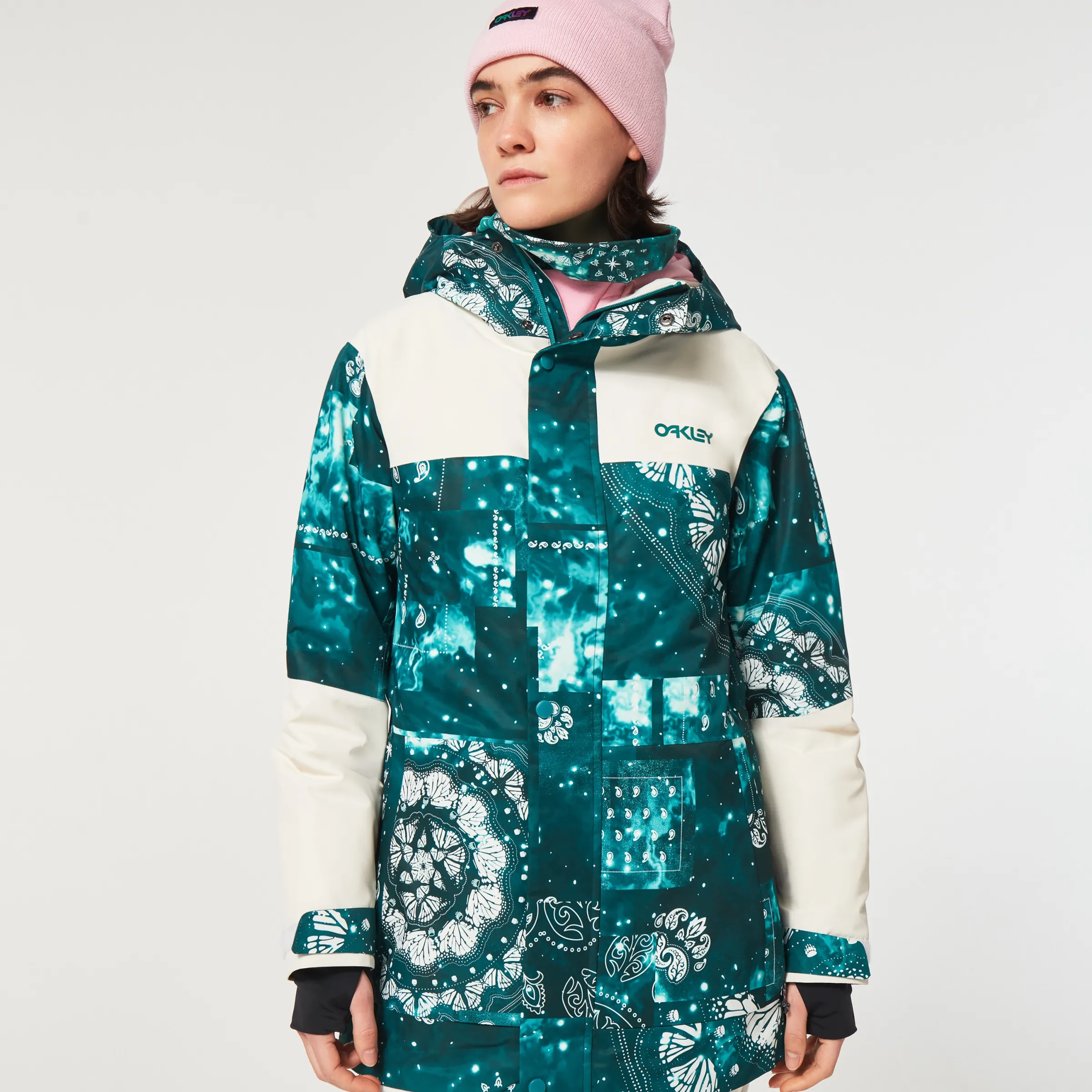 Oakley Tc Aurora Rc Insulated Jacket Green Bandana Pt/White New