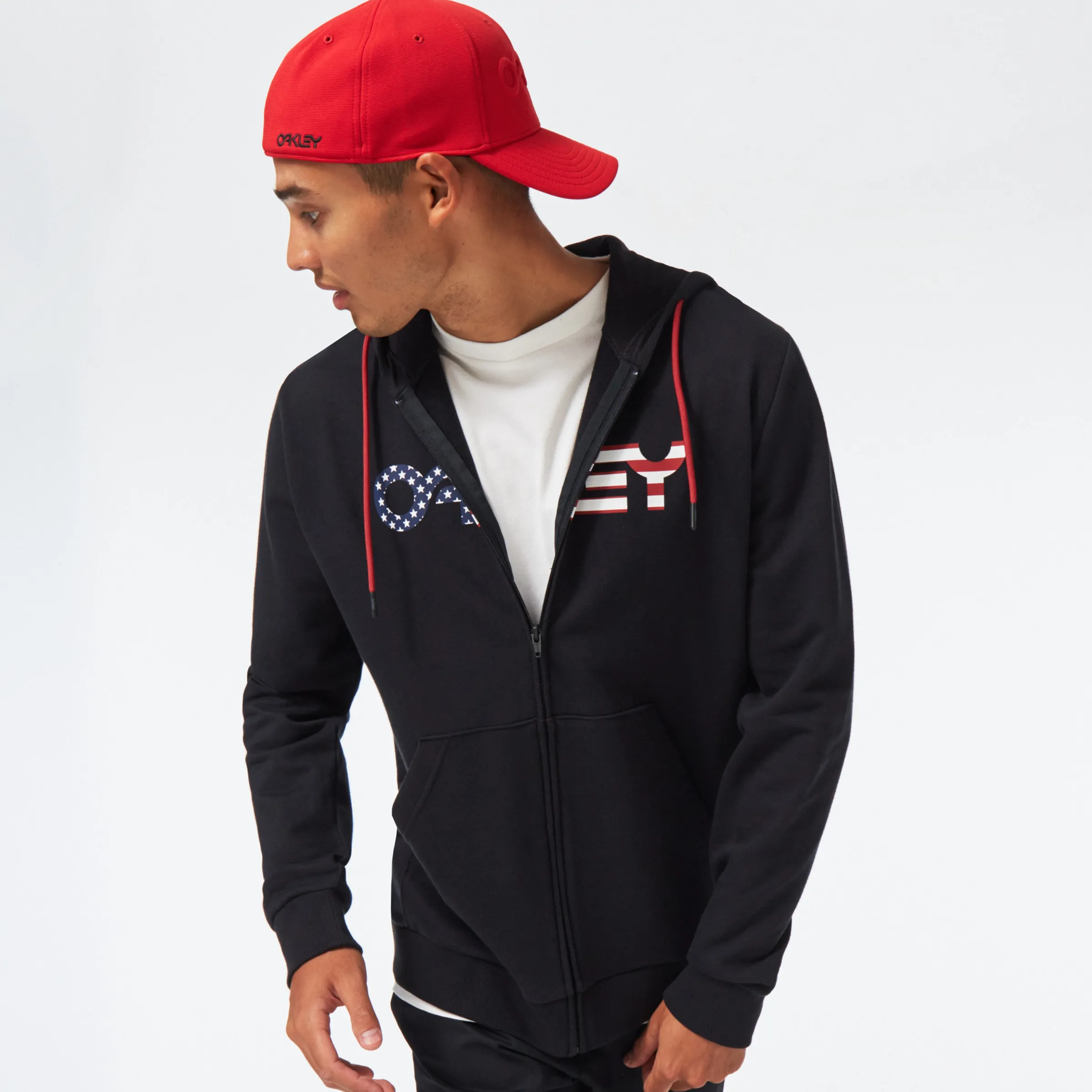Oakley Teddy Full Zip Hoodie Black/American Flag Fashion